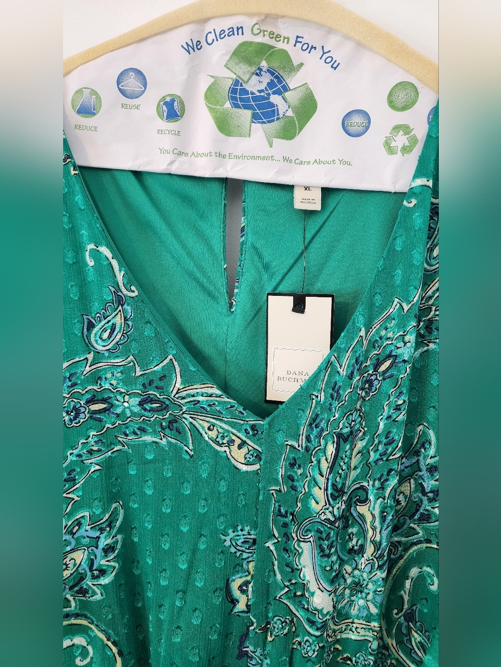 NWT Teal Paisley V-Neck Maxi Dress - XL - Picture 3 of 10
